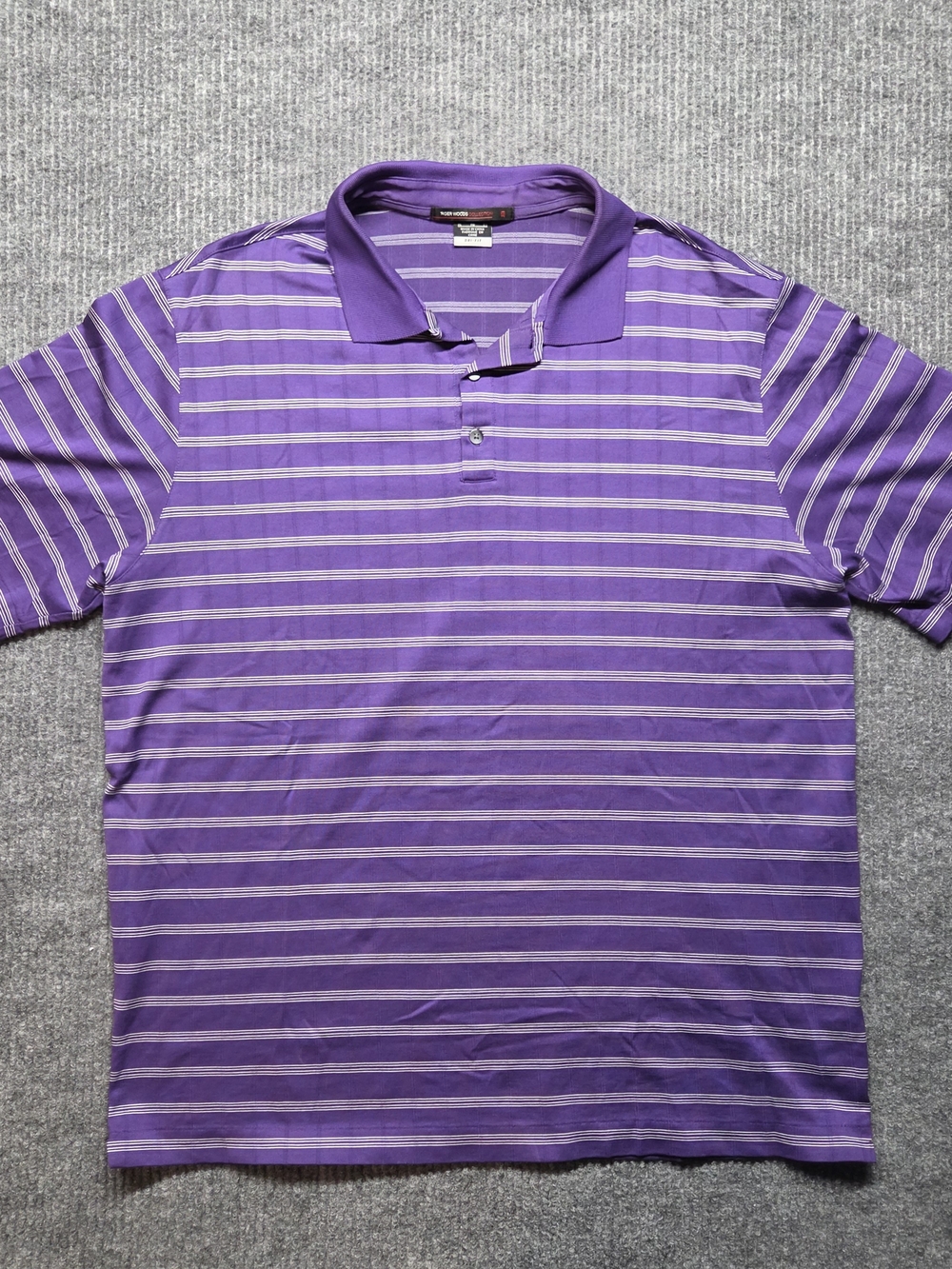 Nike Tiger Woods Collection Polo Shirt Mens XL Dri-Fit SS Purple Striped VTG